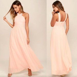 Lulus Air of Romance Peach (Pink) Maxi Dress Size Small